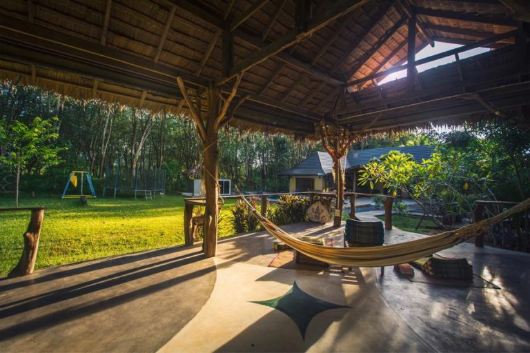 evening time a hammock in a garden sala