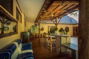 Decking and furnishing in a courtyard of a moden Thai style villa