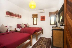 bedroom with twin beds and fully furnished