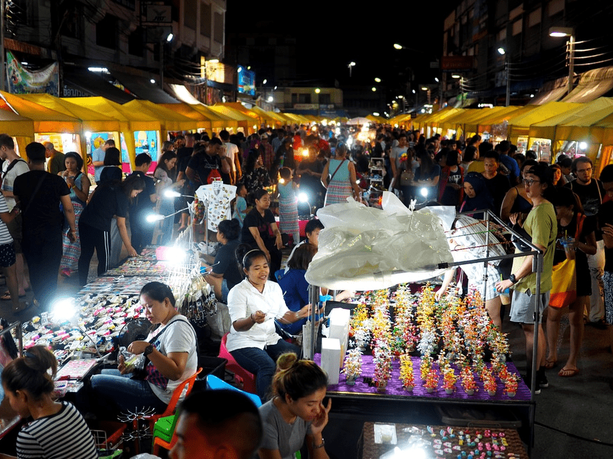 Thai handicraft market at night time